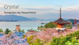  Presentation with hiroshima - Slides having miyajima-island-hiroshima-japan background and a sky blue colored foreground