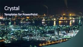  Presentation with industrial engineering - Theme with mizushima coastal industrial area background and a wine colored foreground