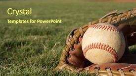  Presentation with baseball field - Slides with mlb - baseball in a glove background and a  colored foreground