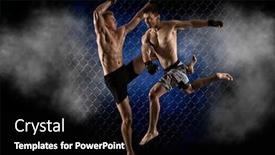  Presentation with boxers - Presentation theme with mma-boxers-fighters-fight background and a black colored foreground