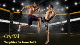  Presentation with mma - Slide set with mma-boxers-fighters-fight background and a tawny brown colored foreground