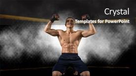  Presentation with cage - Slides featuring mma-fighter-in-cage-celebrating background and a dark gray colored foreground