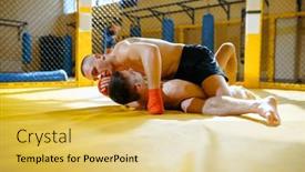  Presentation with mma - PPT theme enhanced with mma-fighter-performs-painful-hold background and a yellow colored foreground
