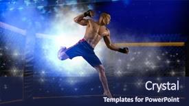  Presentation with mma - Presentation design with mma male fighter jumping background and a navy blue colored foreground