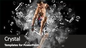  Presentation with mma - Beautiful slide deck featuring mma male fighter jumping backdrop and a dark gray colored foreground