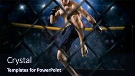  Presentation with mma - PPT layouts having mma-male-fighter-jumping background and a wine colored foreground