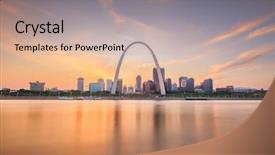  Presentation with cityscape - Presentation design featuring mo - st louis missouri usa downtown background and a soft green colored foreground