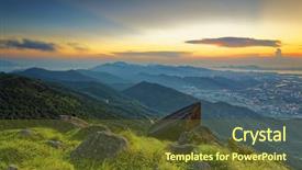  Presentation with territories - Presentation theme consisting of mo - sunset over new territories background and a tawny brown colored foreground