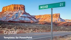  Presentation with moab - Amazing slide deck having moab-21-miles-road-sign backdrop and a gray colored foreground