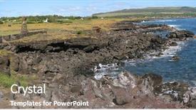  Presentation with easter - Slide deck featuring moai of easter island background and a gray colored foreground