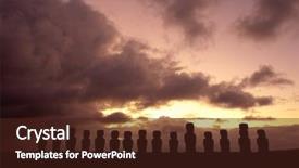  Presentation with monuments - Presentation design consisting of moai sit on easter island background and a wine colored foreground