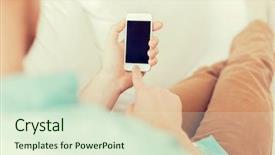  Presentation with business communication - PPT theme having social ads - communication business home and technology background and a sky blue colored foreground