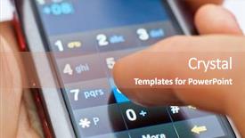  Presentation with touch screen - Colorful theme enhanced with cell phone - dialing on touch screen smartphone backdrop and a coral colored foreground