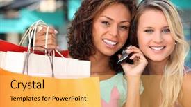  Presentation with two black women - Audience pleasing presentation theme consisting of mobile accessories - two young women after shopping backdrop and a  colored foreground