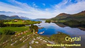  Presentation with campsite - Beautiful slide set featuring beautiful nature norway natural landscape backdrop and a tawny brown colored foreground