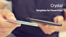  Presentation with online shopping - PPT theme having mobile app security - young man shopping online background and a tawny brown colored foreground