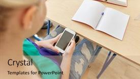  Presentation with learning technology - Theme with mobile app testing - education high school learning technology background and a  colored foreground