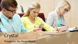  Presentation with school testing - Cool new presentation theme with mobile app testing - education high school university learning backdrop and a coral colored foreground