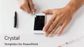  Presentation with home health care - Slide deck consisting of mobile app testing - medicine diabetes glycemia health care background and a  colored foreground