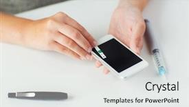  Presentation with home health care - PPT layouts featuring mobile app testing - medicine diabetes glycemia health care background and a white colored foreground