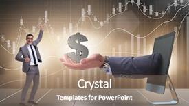  Presentation with mobile application - PPT layouts having mobile application bank - businessman receiving investment in his background and a coral colored foreground