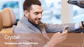  Presentation with consumerism - Audience pleasing slides consisting of mobile application test - auto business car sale consumerism backdrop and a coral colored foreground