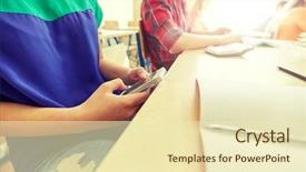  Presentation with learning technology - Theme having mobile application test - education high school learning technology background and a soft green colored foreground