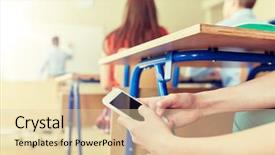  Presentation with technology learning - PPT theme featuring mobile application test - education high school learning technology background and a lemonade colored foreground