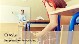  Presentation with technology learning - Audience pleasing presentation design consisting of mobile application test - education high school learning technology backdrop and a blonde colored foreground