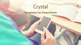  Presentation with learning technology - PPT theme enhanced with mobile application test - education high school learning technology background and a  colored foreground
