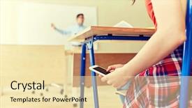  Presentation with learning technology - Cool new PPT theme with mobile application test - education high school learning technology backdrop and a lemonade colored foreground