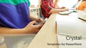  Presentation with learning technology - Cool new slide deck with mobile application test - education high school learning technology backdrop and a  colored foreground