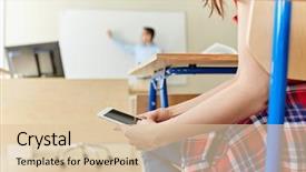  Presentation with learning technology - Colorful PPT layouts enhanced with mobile application test - education high school learning technology backdrop and a  colored foreground