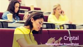  Presentation with high school testing - Colorful presentation theme enhanced with mobile application test - education high school university learning backdrop and a wine colored foreground