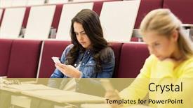  Presentation with high school testing multicultural - Slides enhanced with mobile application test - education high school university learning background and a yellow colored foreground