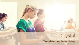  Presentation with technology learning - Cool new PPT layouts with mobile application test - education learning technology communication backdrop and a lemonade colored foreground