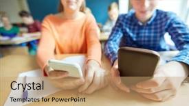  Presentation with technology learning - Presentation design consisting of mobile application test - education learning technology communication background and a coral colored foreground