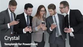  Presentation with mobile application - Presentation having mobile application test - group of business people looking background and a dark gray colored foreground