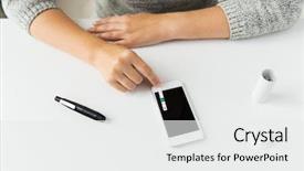  Presentation with home health care - Audience pleasing slides consisting of mobile application test - medicine diabetes glycemia health care backdrop and a white colored foreground