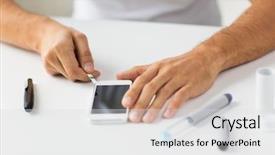  Presentation with home health care - Presentation theme having mobile application test - medicine diabetes glycemia health care background and a light gray colored foreground