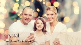  Presentation with living room family - Slide deck with mobile applicetion cloud - family holidays technology and people background and a  colored foreground