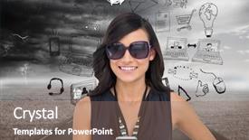  Presentation with mobile banking - Slide deck with mobile banking - composite image of happy attractive background and a coral colored foreground