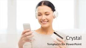  Presentation with internet of things home automation - Slide deck featuring mobile banking - home technology online shopping background and a lemonade colored foreground