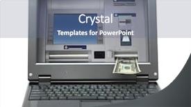  Presentation with dispense - Cool new presentation with mobile banking - small laptop with cash dispense backdrop and a ocean colored foreground