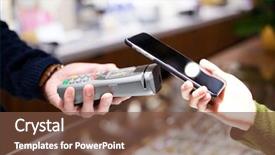  Presentation with nfc technology - Beautiful PPT layouts featuring mobile bill - woman using nfc technology backdrop and a tawny brown colored foreground