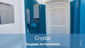  Presentation with cabin - PPT theme enhanced with mobile-blue-toilet-cabin background and a teal colored foreground