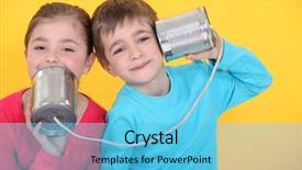  Presentation with kids - Colorful slide set enhanced with mobile communication - kids having a phone call backdrop and a light blue colored foreground