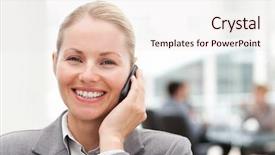  Presentation with office - Beautiful theme featuring mobile communication - lovely woman phoning in her backdrop and a sky blue colored foreground