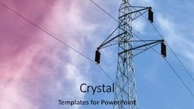  Presentation with power transmission line - Cool new slides with mobile crane - power line construction sunset backdrop and a  colored foreground