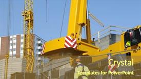  Presentation with crane - Beautiful presentation featuring mobile cranes inside construction site backdrop and a tawny brown colored foreground